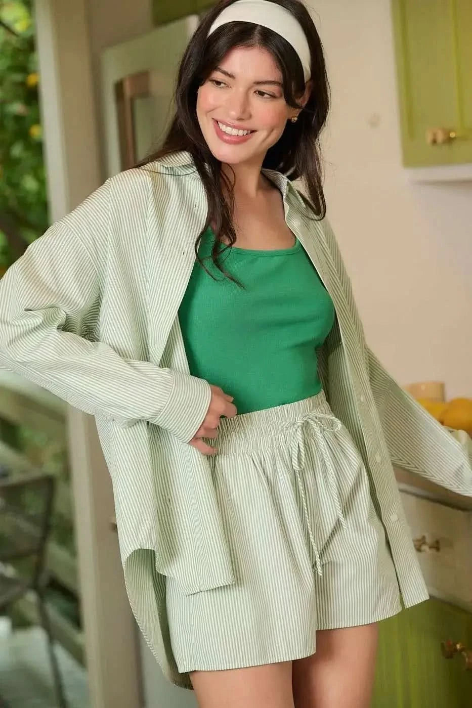 Mittoshop Striped Shirt and Shorts Set in - photo