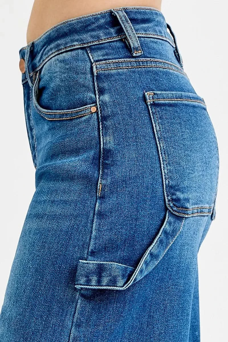 RISEN Full Size High Rise Wide Leg Patch Detailed Jeans Plus Size in - photo