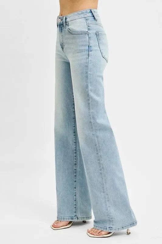 RISEN High Rise Wide Leg 90's Jeans in - photo