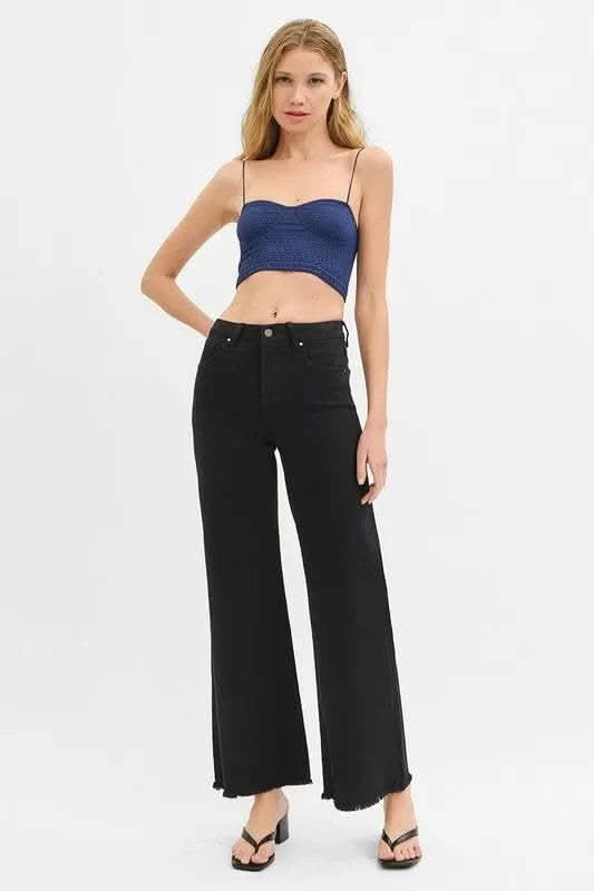RISEN Full Size Tummy Control High Rise Wide Jeans Plus Size in - photo