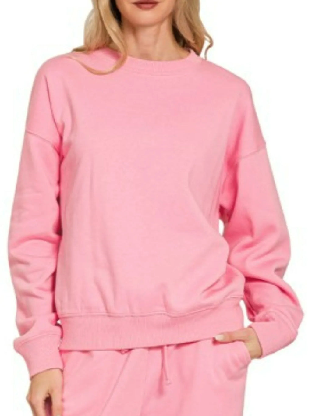 Zenana Fleece Long Sleeve Top and Sweatpants Set in - photo