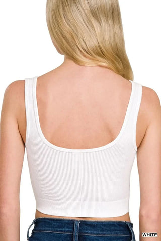 Zenana Seamless Split Neck Bra Tank Top - SwagglyLife Home & Fashion Zenana Seamless Split Neck Bra Tank Top - SwagglyLife Home & Fashion