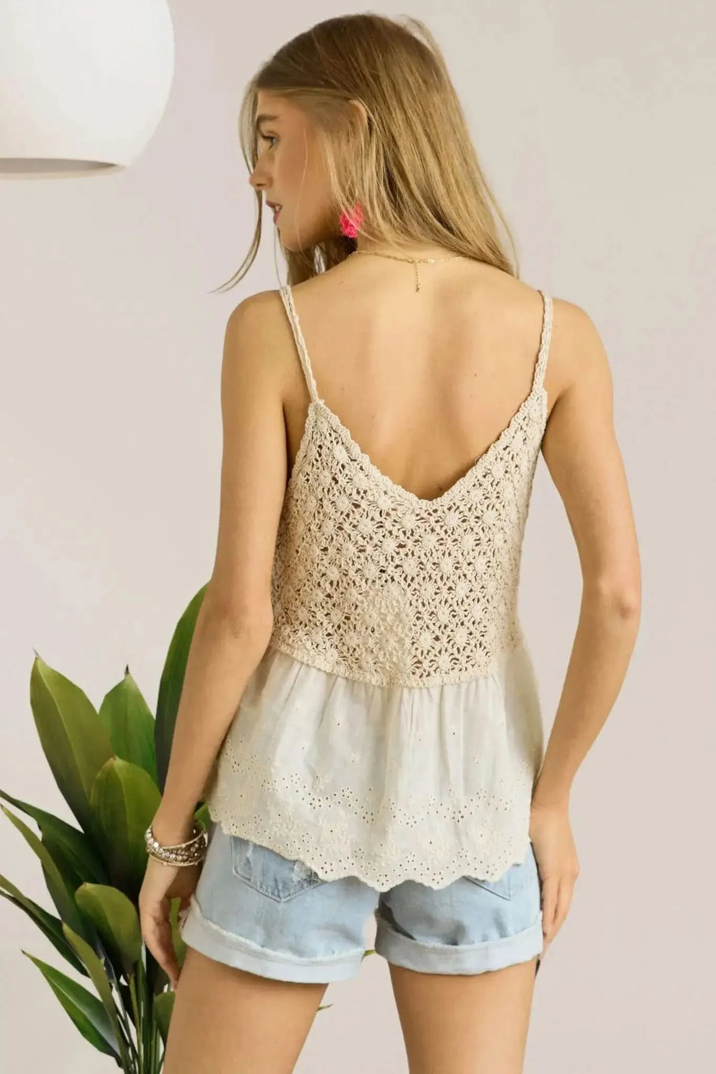 ADORA Crochet V Neck Tank Top in - photo