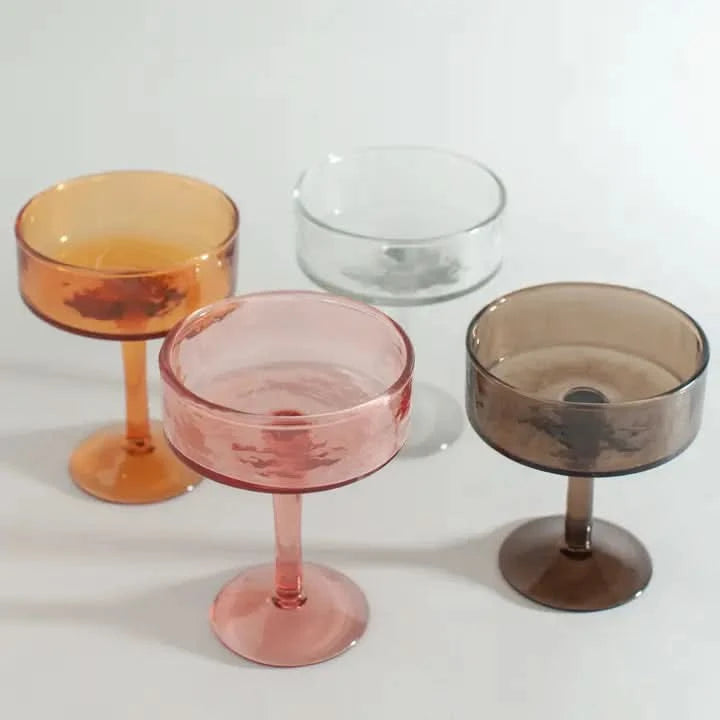Handblown Hammered Coupe Cocktail Glass Pair in - Kitchen & Dining photo