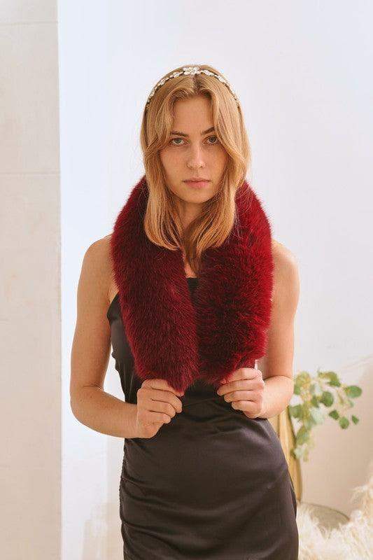 Faux Fur Short Collar Scarf in BGBG BURGUNDY Os - Scarves photo