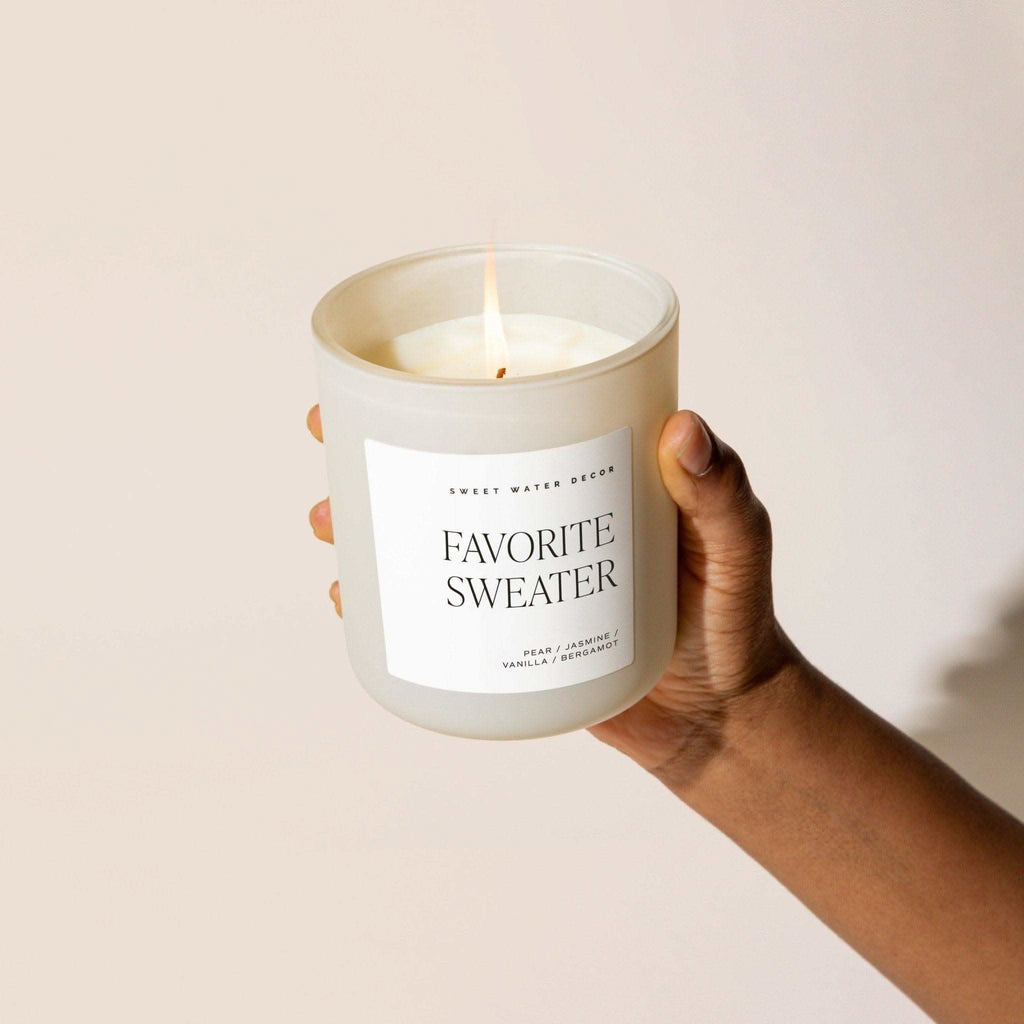Favorite Sweater Soy Candle - Tan Matte Jar - 15 oz - SwagglyLife Home & Fashion