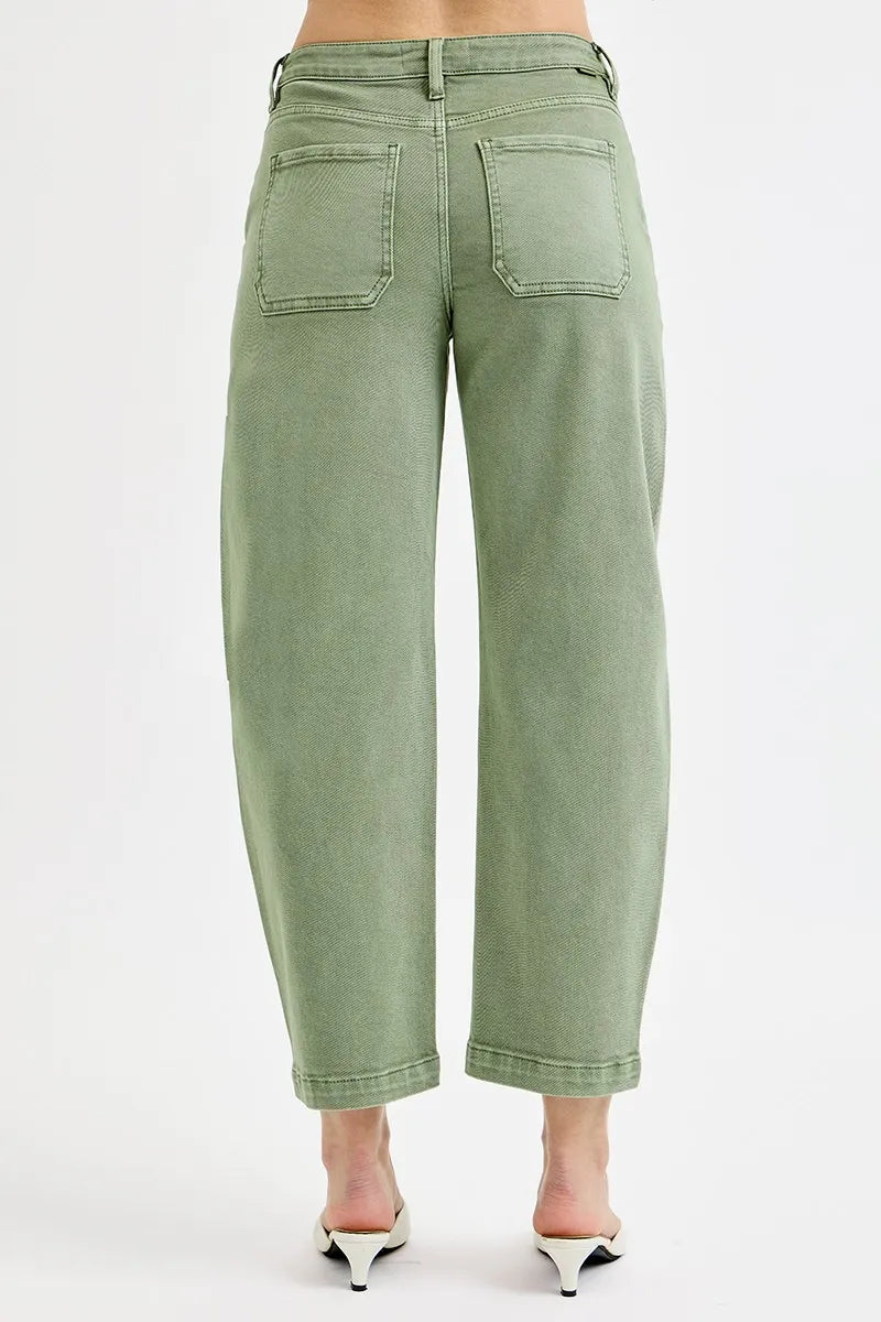 RISEN Full Size Tummy Control High Rise Crop Barrel Jeans Plus Size in - photo