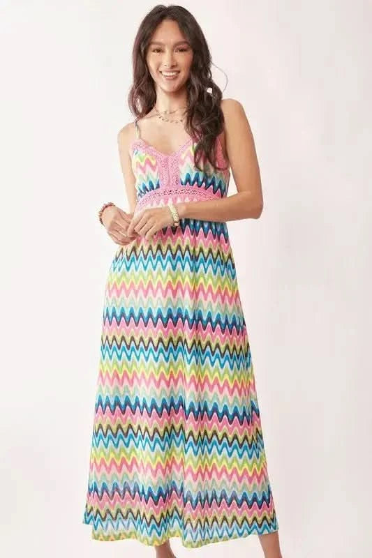 Davi & Dani Multi Color Crochet Lace Midi Dress in - photo