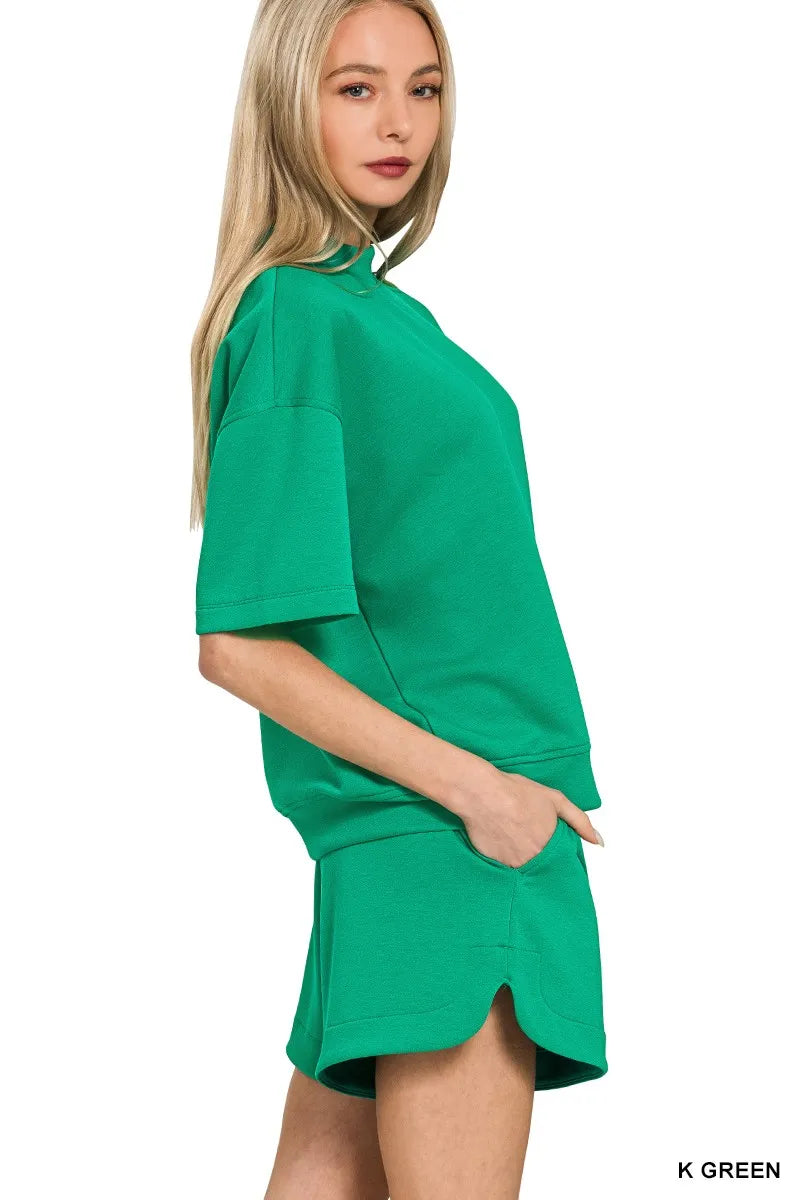 Zenana Scuba Short Sleeve T-Shirt and Shorts Set in - Loungewear set photo