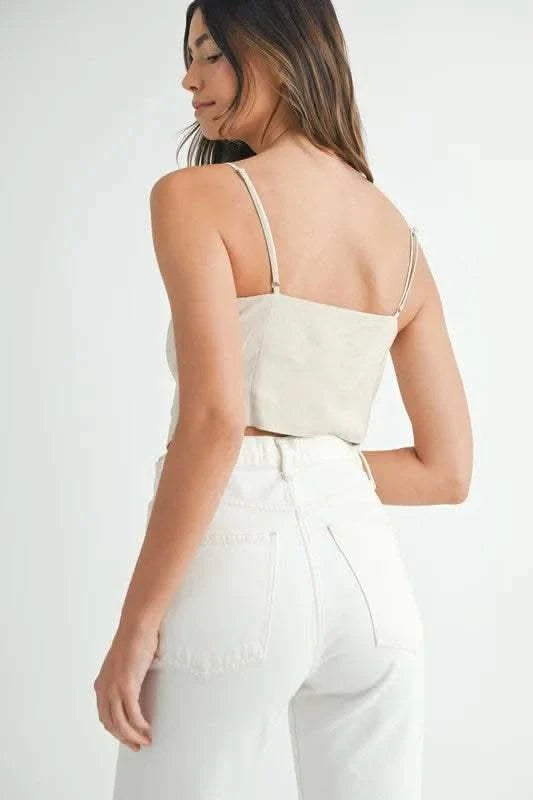 MABLE Linen Mix Button Down Tank Top - SwagglyLife Home & Fashion