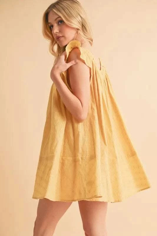 Aemi+Co Ruffled Cap Sleeve Cotton Tunic Mini Dress - SwagglyLife Home & Fashion