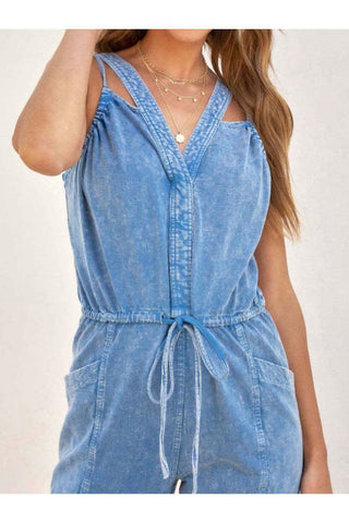 Daisy V-Neck Sleeveless Denim Jumpsuit - SwagglyLife Home & Fashion Daisy V-Neck Sleeveless Denim Jumpsuit - SwagglyLife Home & Fashion