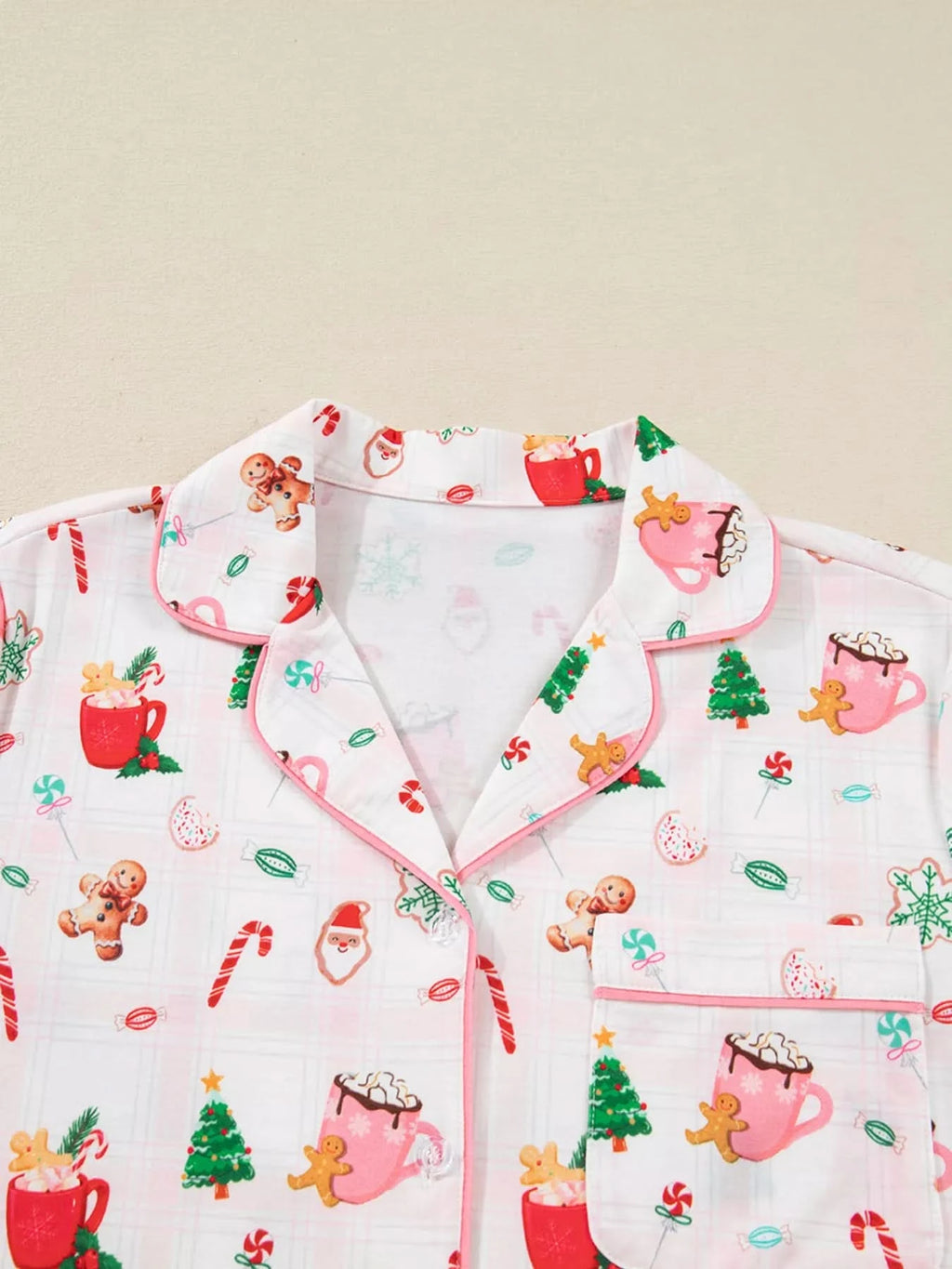 Christmas Spirit Cute Holiday Print Short Sleeve Shirt and Pants 2pcs Pajama Set in - photo