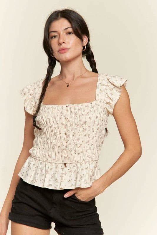 Floral print ruffled top - SwagglyLife Home & Fashion