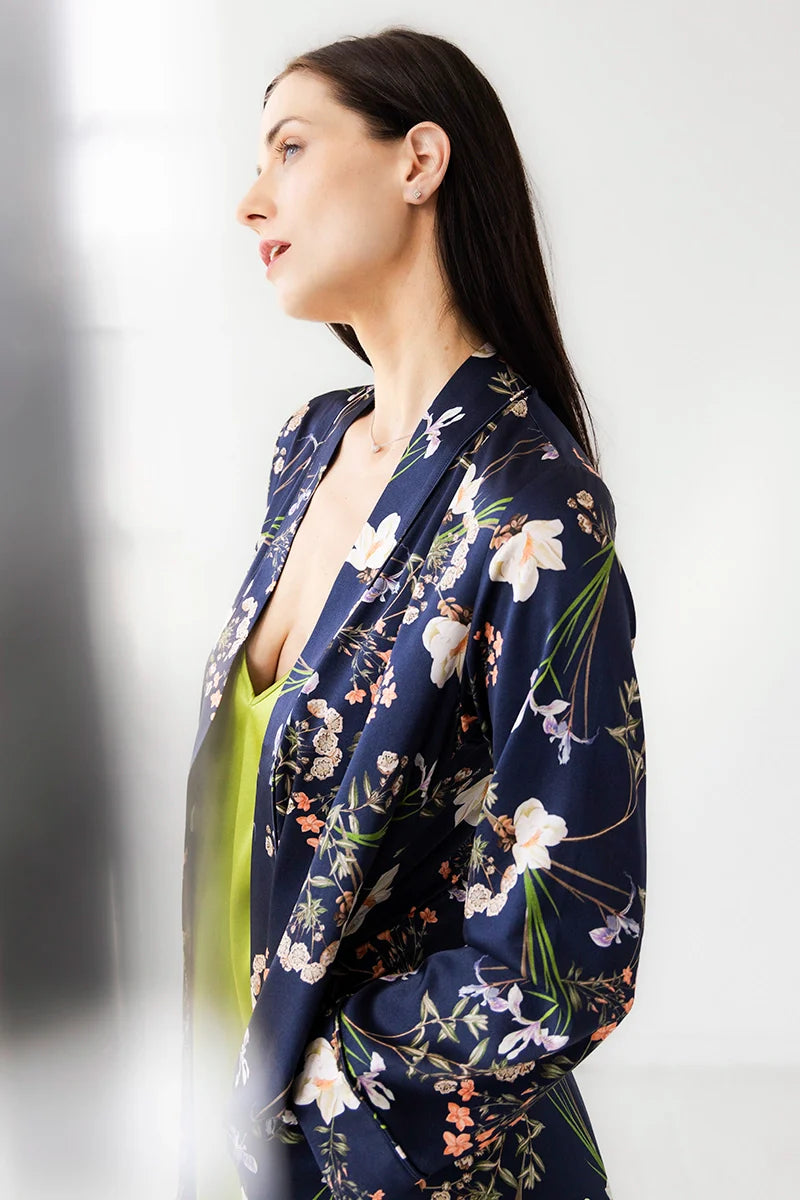 Salua Lingerie Silk Floral Design Robe in - ROBES photo