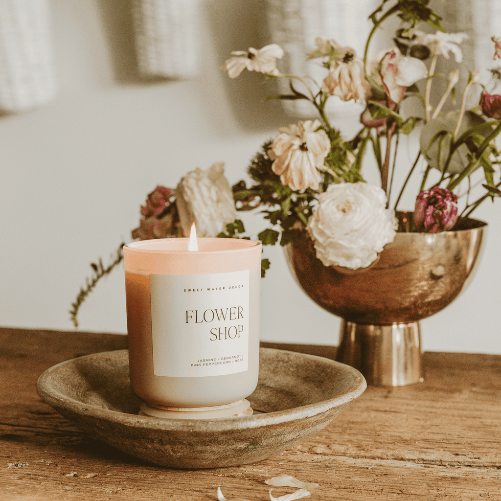 Flower Shop Soy Candle - Tan Matte Jar - 15 oz - SwagglyLife Home & Fashion