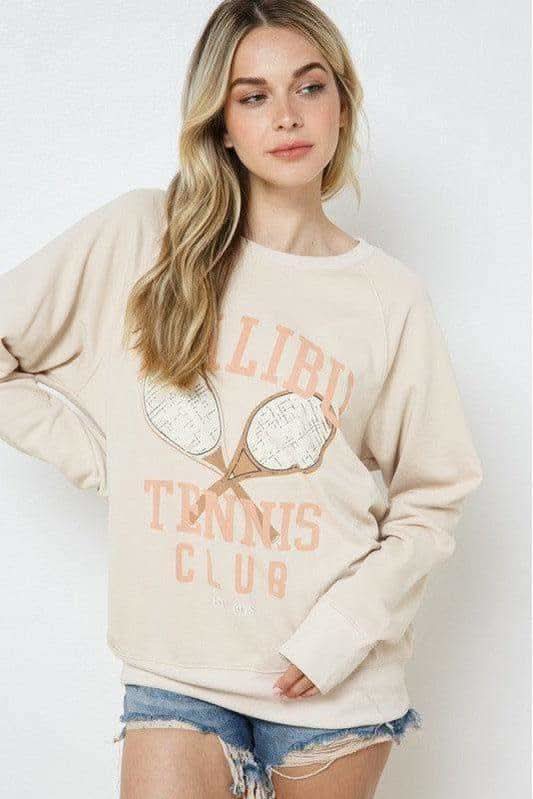 French Terry Graphic Sweatshirt in Taupe - Shirts & Tops photo