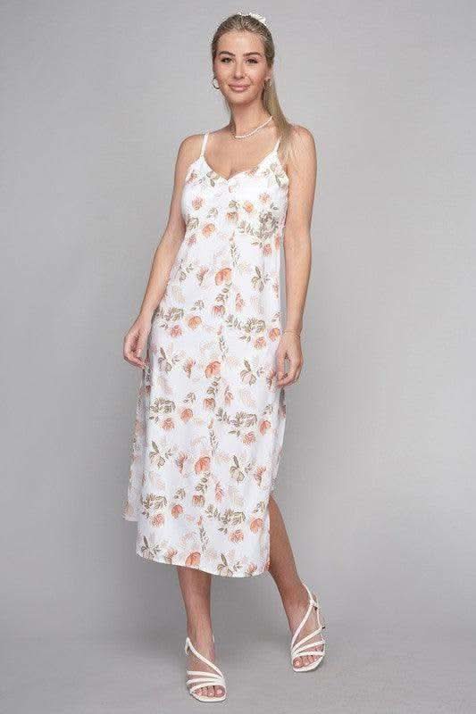 Frenchy Tied Backless Floral Cami Dress in Ivory - Dresses photo