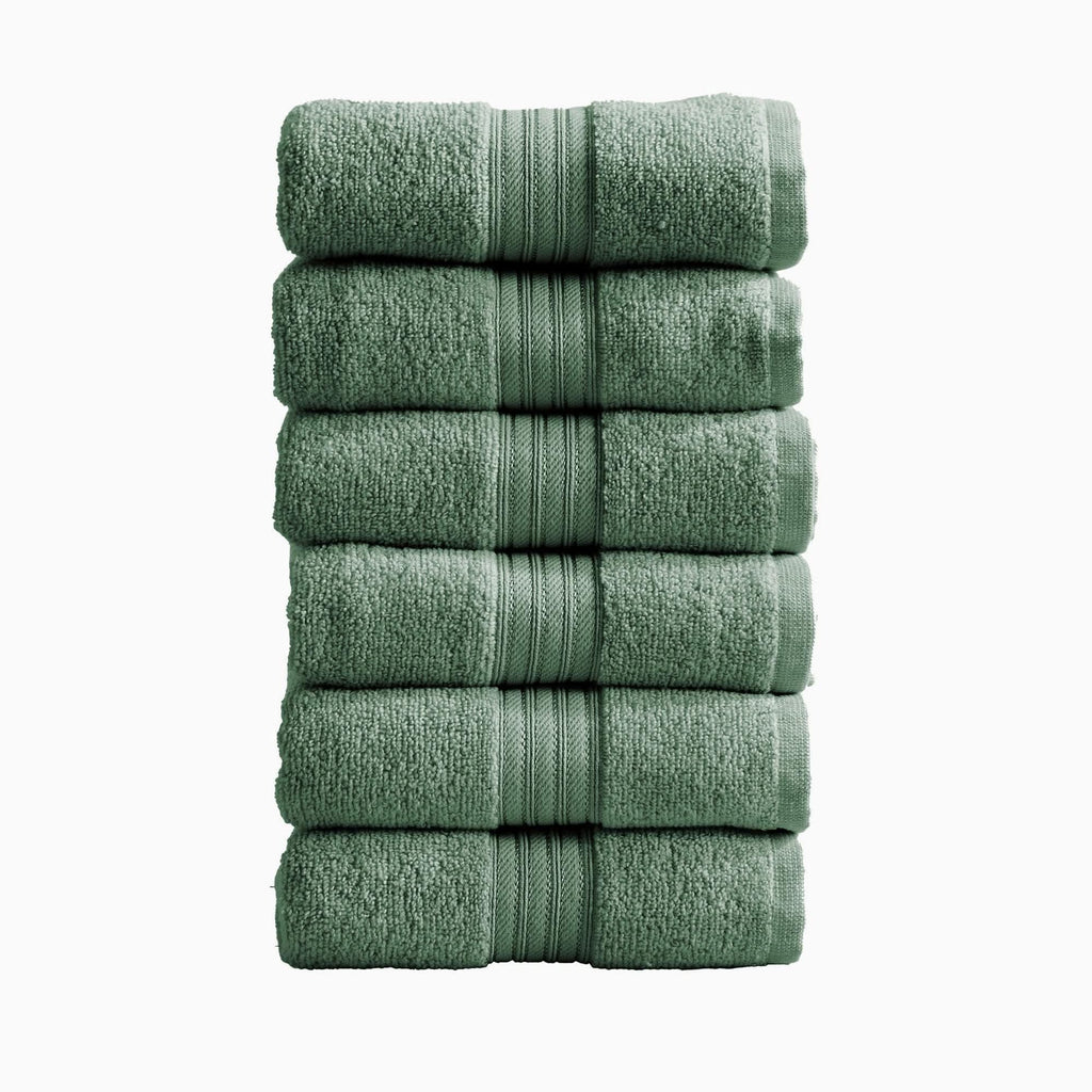 Cotton Terry Bath Towel Set - Cooper Collection in Hand Towel (Pack of 6) Eucalyptus - photo