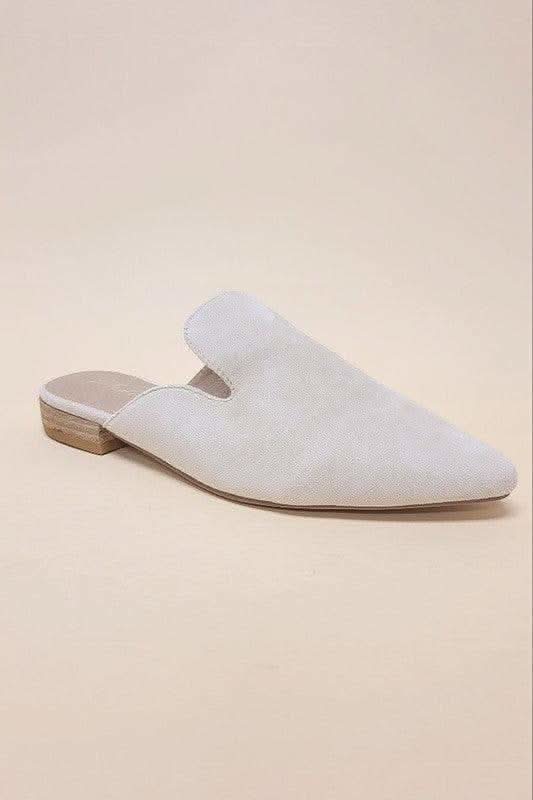 GEM-39 - Pointed Toe Slip On Mule Flats in NUDE SUEDE - Shoes photo