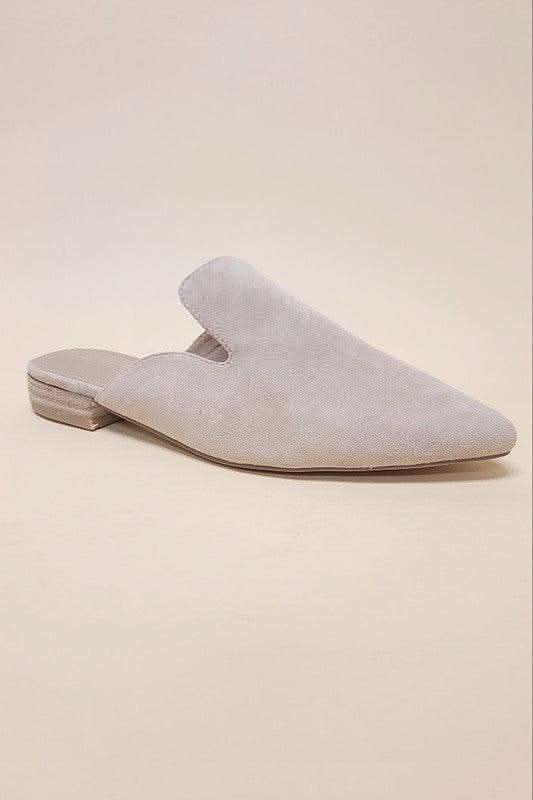 GEM-39 - Pointed Toe Slip On Mule Flats in TAUPE SUEDE - Shoes photo