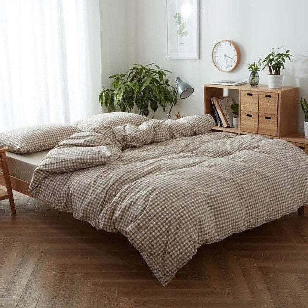 Gingham Bedding Set / Brown in Brown - Bedding Set photo