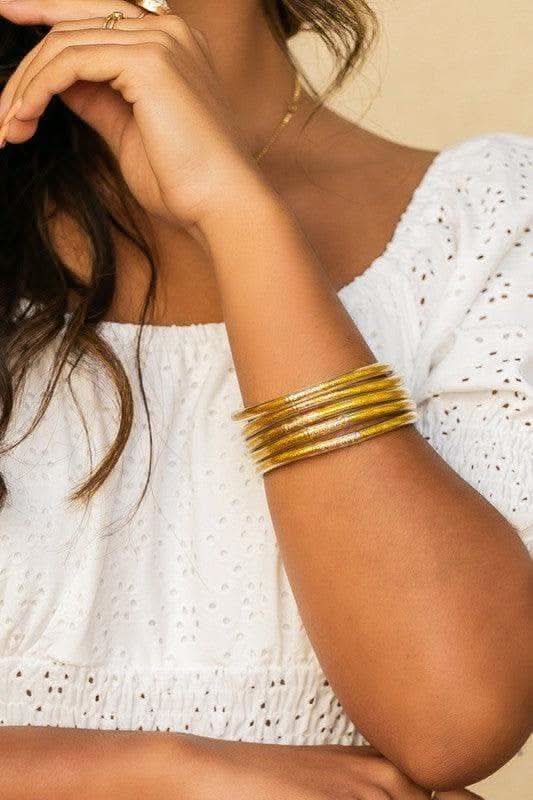 Glitter Jelly Bangle Bracelets in Gold OneSize - Bracelets photo