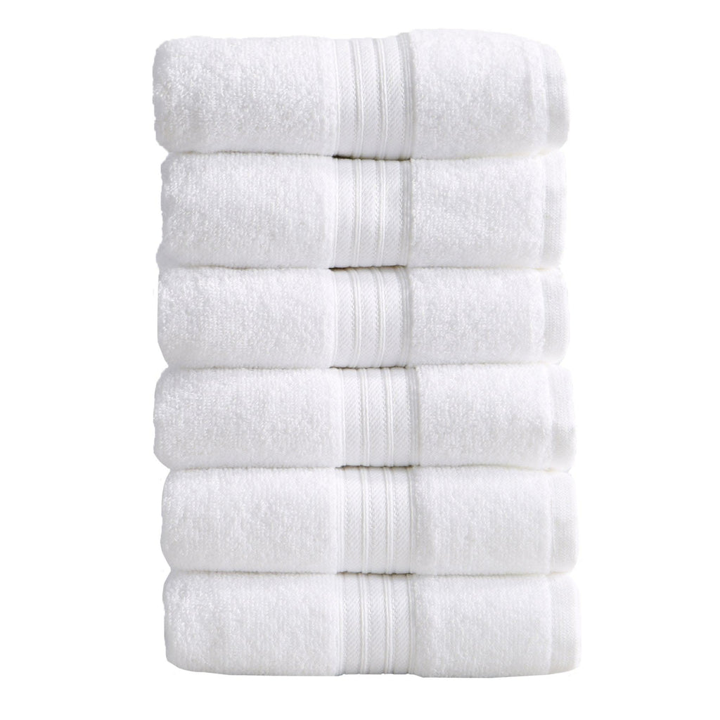 Cotton Terry Bath Towel Set - Cooper Collection in Hand Towel (Pack of 6) White - photo