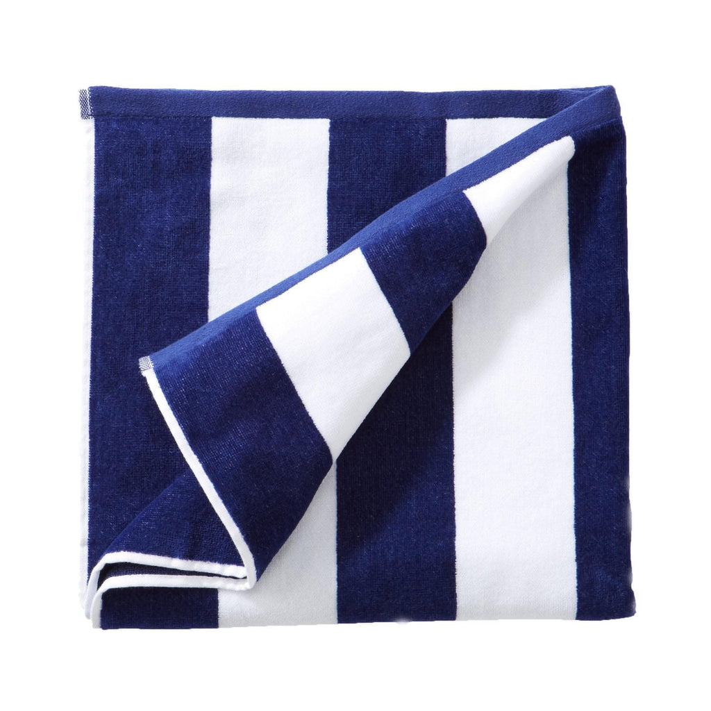 Cotton Velour Cabana Stripe Beach Towel - Novia Collection in Single Oversized- 35" x 70" Navy - photo