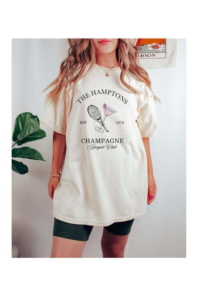 Hamptons Champagne Racquet Club Comfort Color Tee - SwagglyLife Home & Fashion