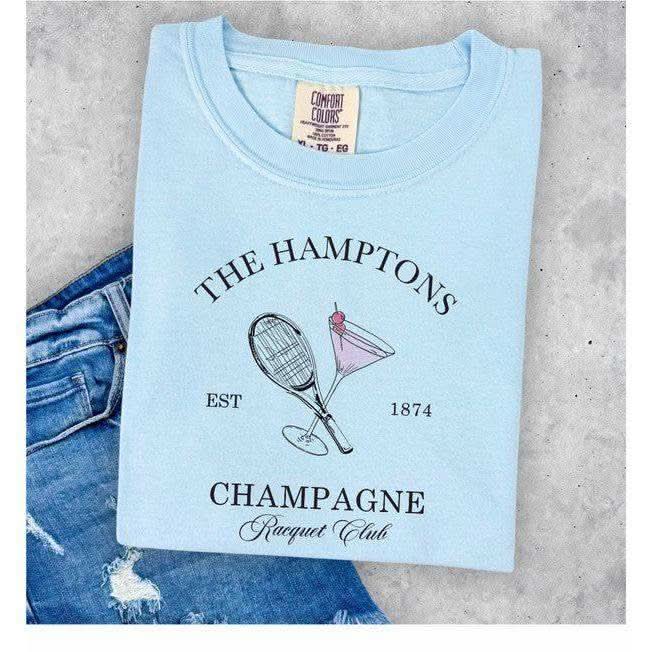 Hamptons PLUS Champagne Racquet Club Comfort Color Tee - SwagglyLife Home & Fashion