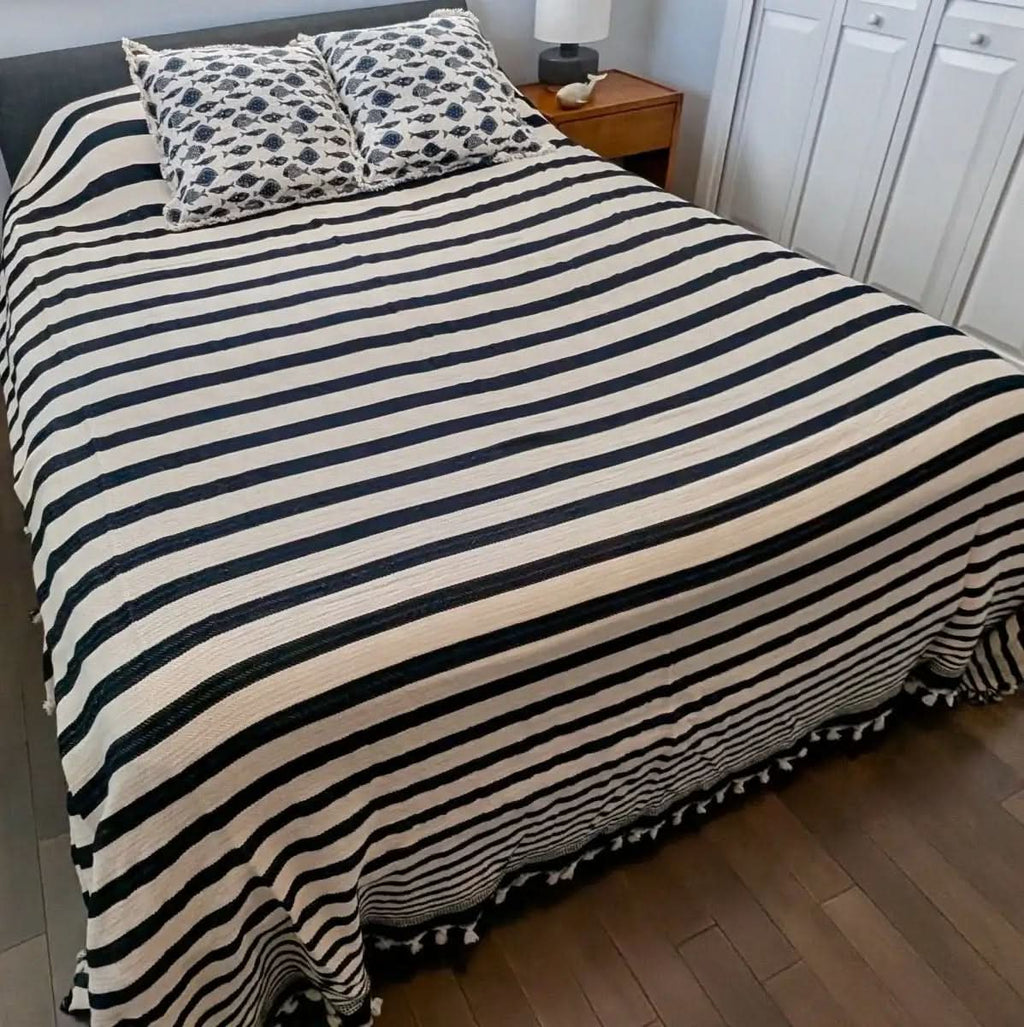 Harbor Stripe Bedspread - Classic, Breathable & Timeless Turkish Cotton in - Blanket photo