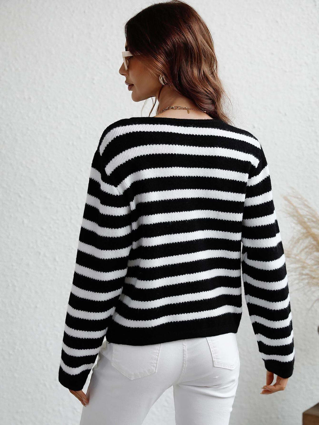 Striped Button Front Cardigan - SwagglyLife Home & Fashion