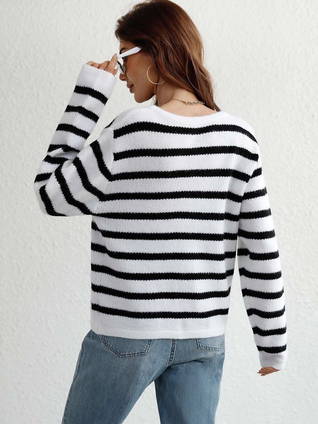 Striped Button Front Cardigan - SwagglyLife Home & Fashion