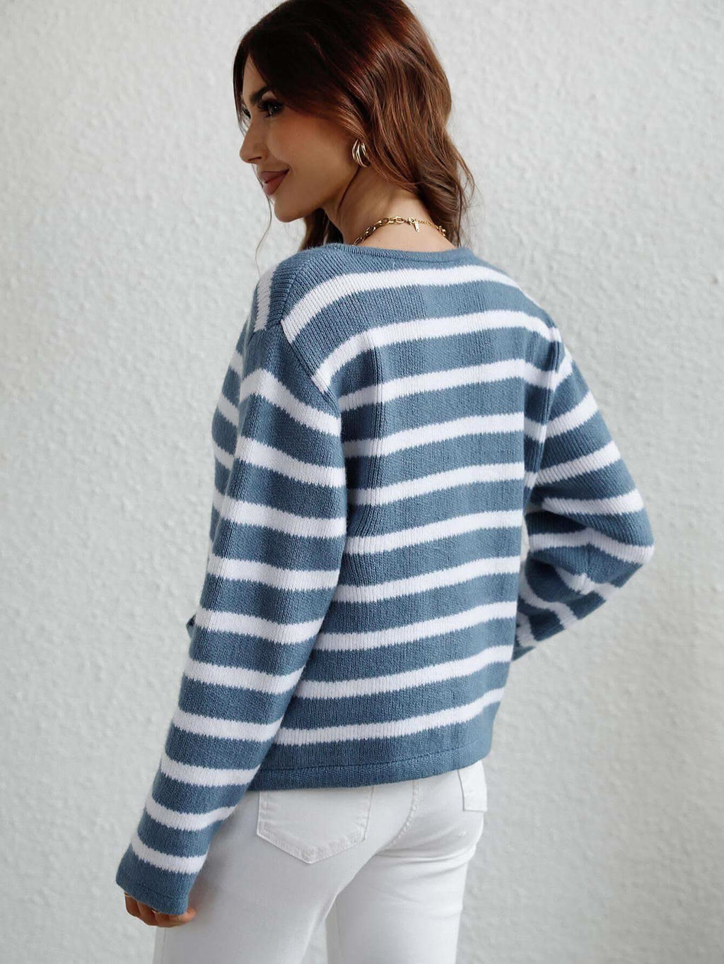 Striped Button Front Cardigan - SwagglyLife Home & Fashion