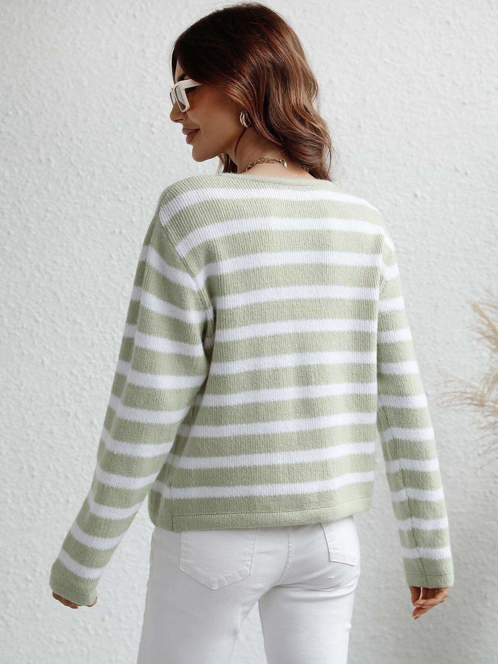 Striped Button Front Cardigan - SwagglyLife Home & Fashion
