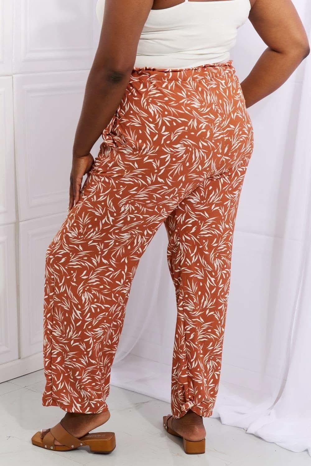 Heimish Right Angle Full Size Geometric Printed Pants, Red Orange in - Pants photo