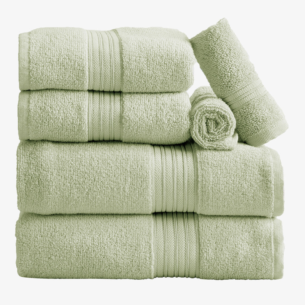 Cotton Terry Bath Towel Set - Cooper Collection in 6 Piece Set Seagreen - photo