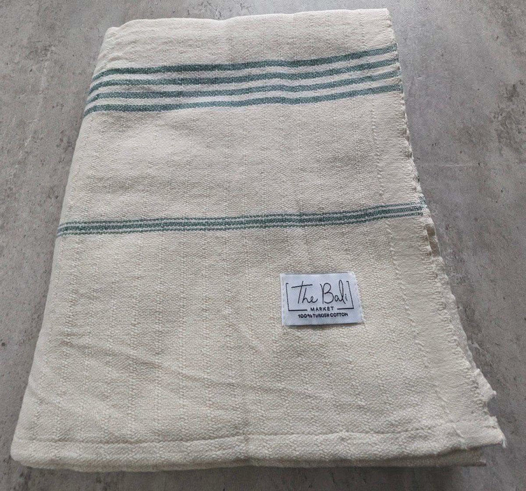 Horizon Stripe Turkish Cotton Towel Collection - Sand-Repelling, Quick-Drying, Tassel-Free, 39”x70” in - Towel photo