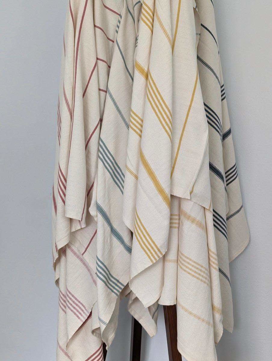 Horizon Stripe Turkish Cotton Towel Collection - Sand-Repelling, Quick-Drying, Tassel-Free, 39”x70” in - Towel photo