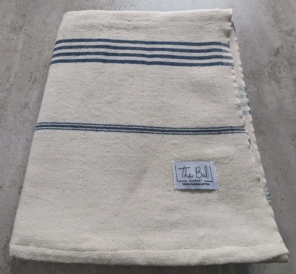 Horizon Stripe Turkish Cotton Towel Collection - Sand-Repelling, Quick-Drying, Tassel-Free, 39”x70” in - Towel photo