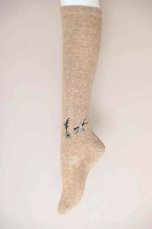 Hummingbird Wool Knee High Socks - SwagglyLife Home & Fashion