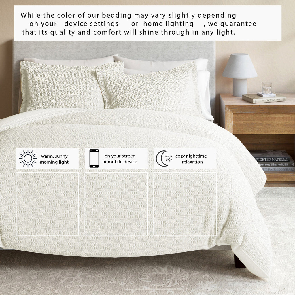 100% Cotton Honeycomb Waffle Duvet Set - Mattea Collection in - Duvet photo