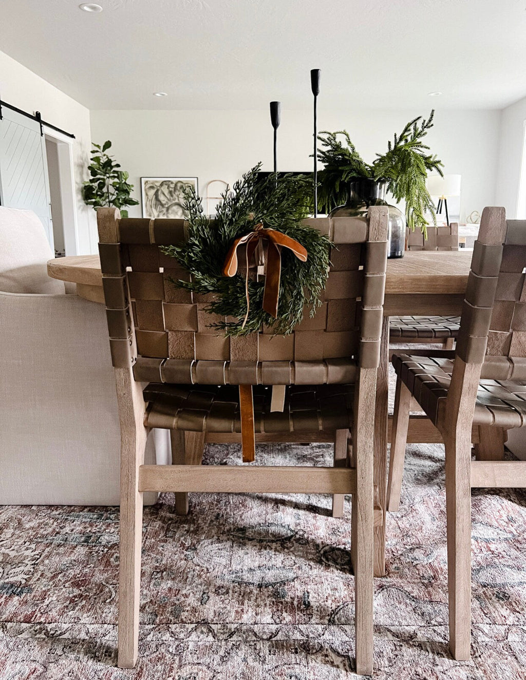 Neutral Mini Cedar Cabinet Wreaths with Ribbon in - Wreath photo