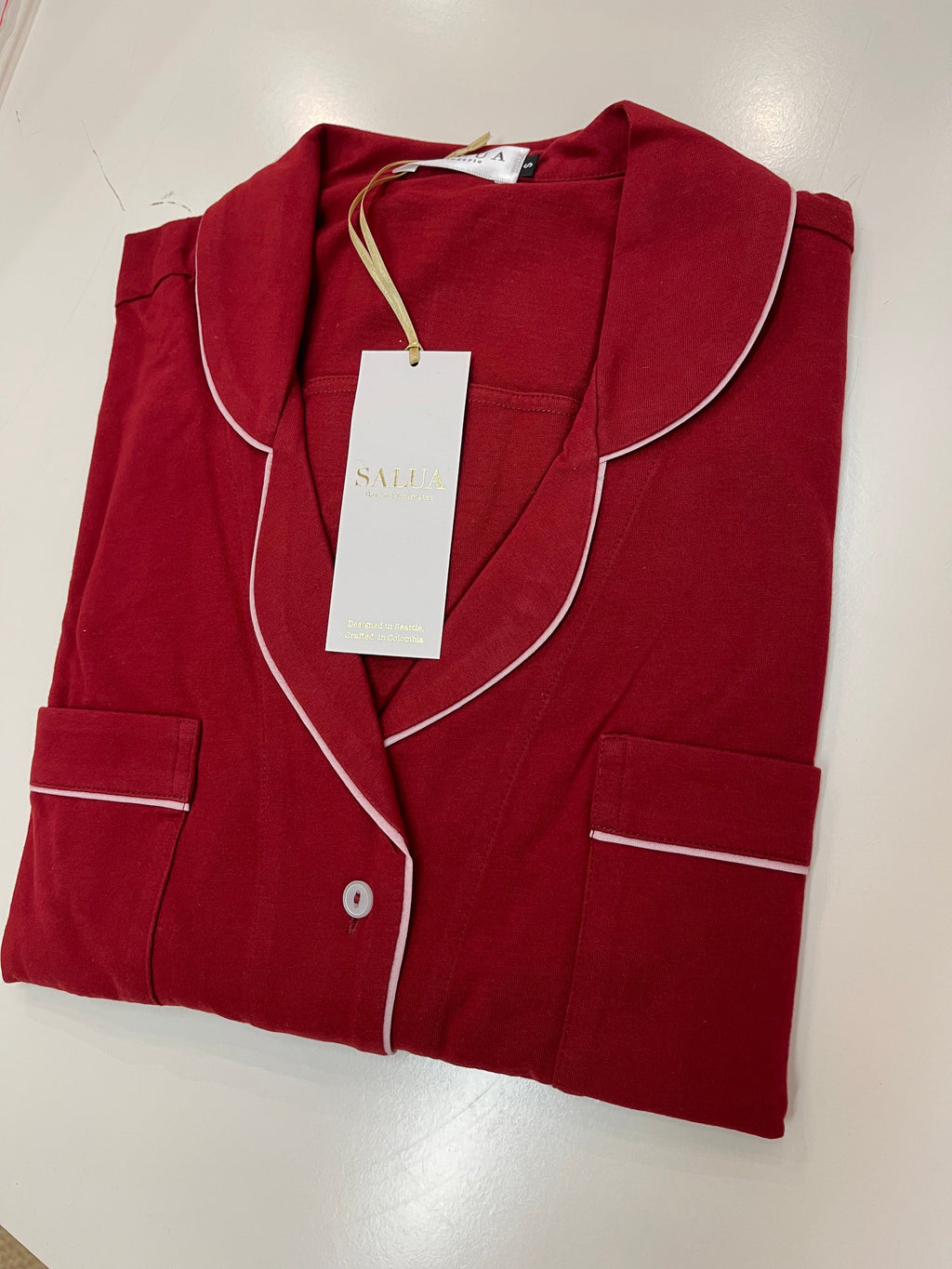 Long Luxury Sleep Shirt in Brushed Pima Cotton -Limited Colors in Rojo Vino - NIGHTSHIRTS photo