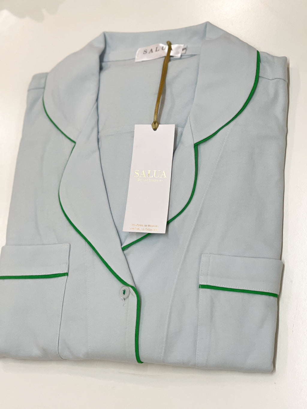 Long Luxury Sleep Shirt in Brushed Pima Cotton -Limited Colors in Light Blue Green XS - NIGHTSHIRTS photo