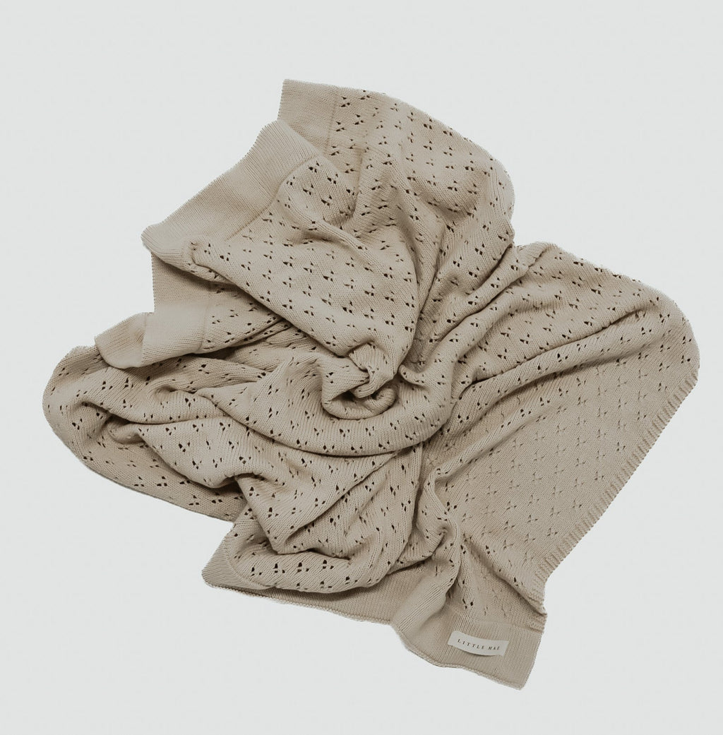 Little Mae & Co. Toffee Pointelle Knit Blanket in - photo