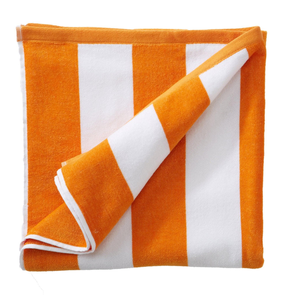 Cotton Velour Cabana Stripe Beach Towel - Novia Collection in Single Oversized- 35" x 70" Orange - photo