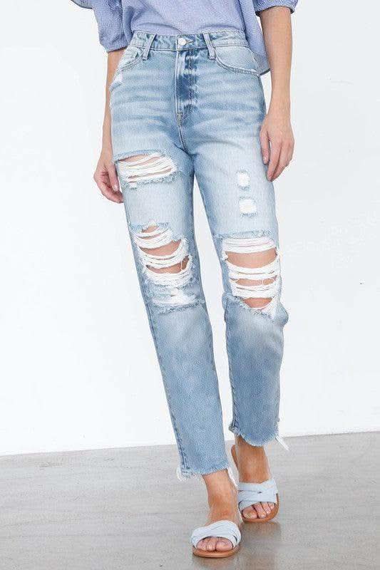 INSANE GENE High Rise Mom Jeans - SwagglyLife Home & Fashion