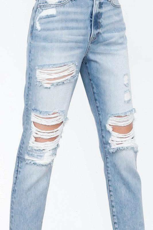 INSANE GENE High Rise Mom Jeans - SwagglyLife Home & Fashion